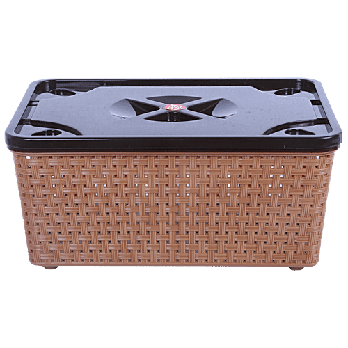 Nakoda Storage/Kitchen Basket With Lid - Multipurpose Assorted Colour, Dune 222, 1 pc