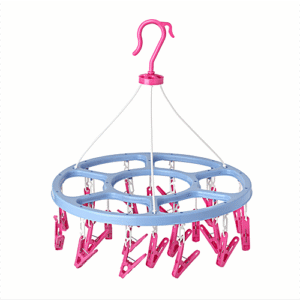 Mr. Boss Round Cloth Drying Hanger Stand/Kids Hanger With 24 Clips, 1 pc