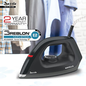 Havells Dazzle 1100 W Dry Iron - Black, GHGDICJK110, 1 pc